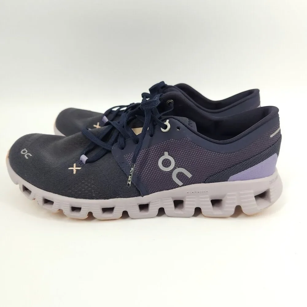 On Running Cloud X 3 Shoes Women Size 9 60.98097 Purple Mesh Running
